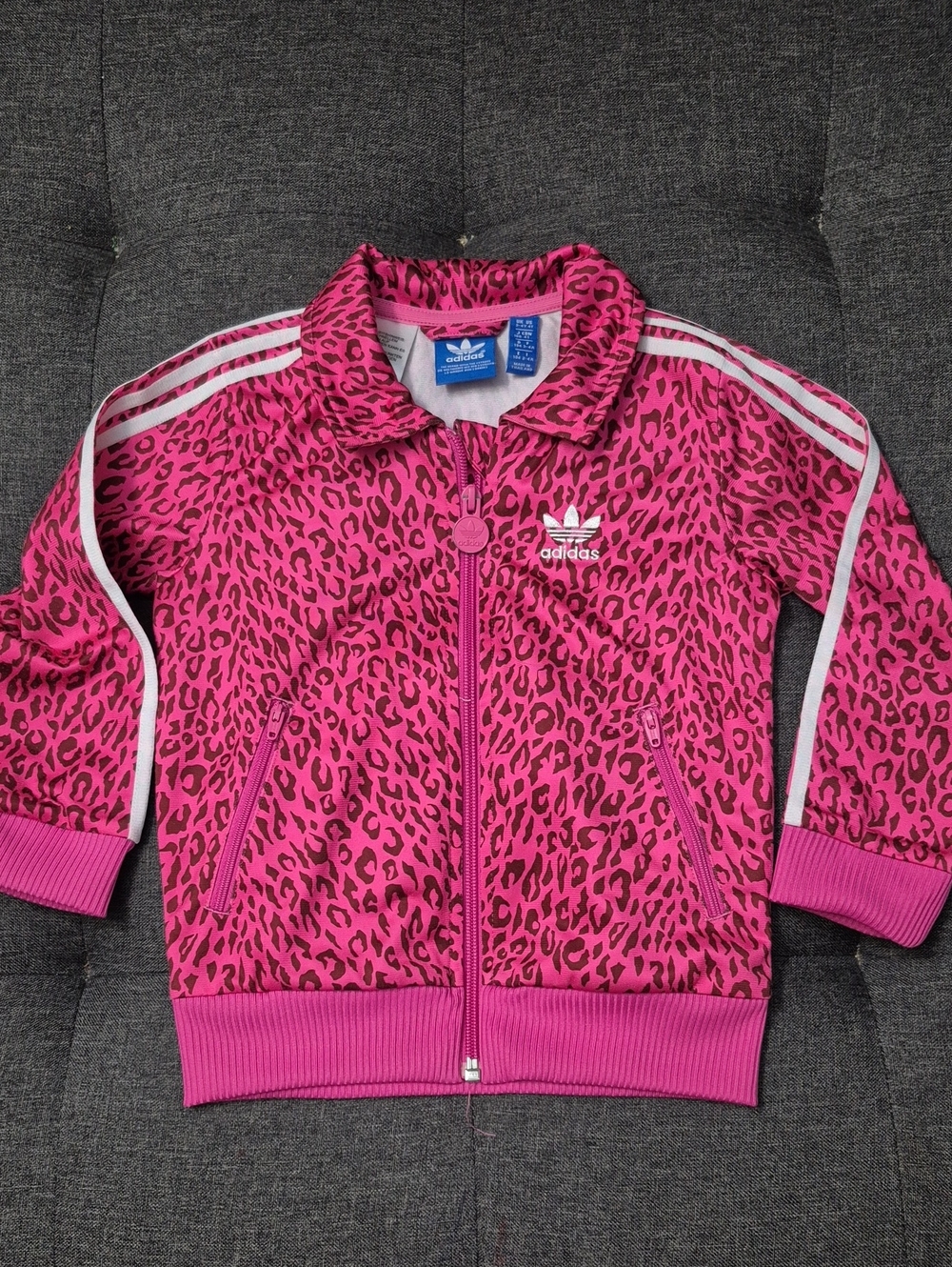 adidas Kids Hot Pink Leopard Print Track Jacket